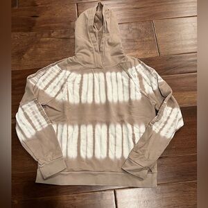 Madewell tan and white tie-dye, hooded sweatshirt, size medium
